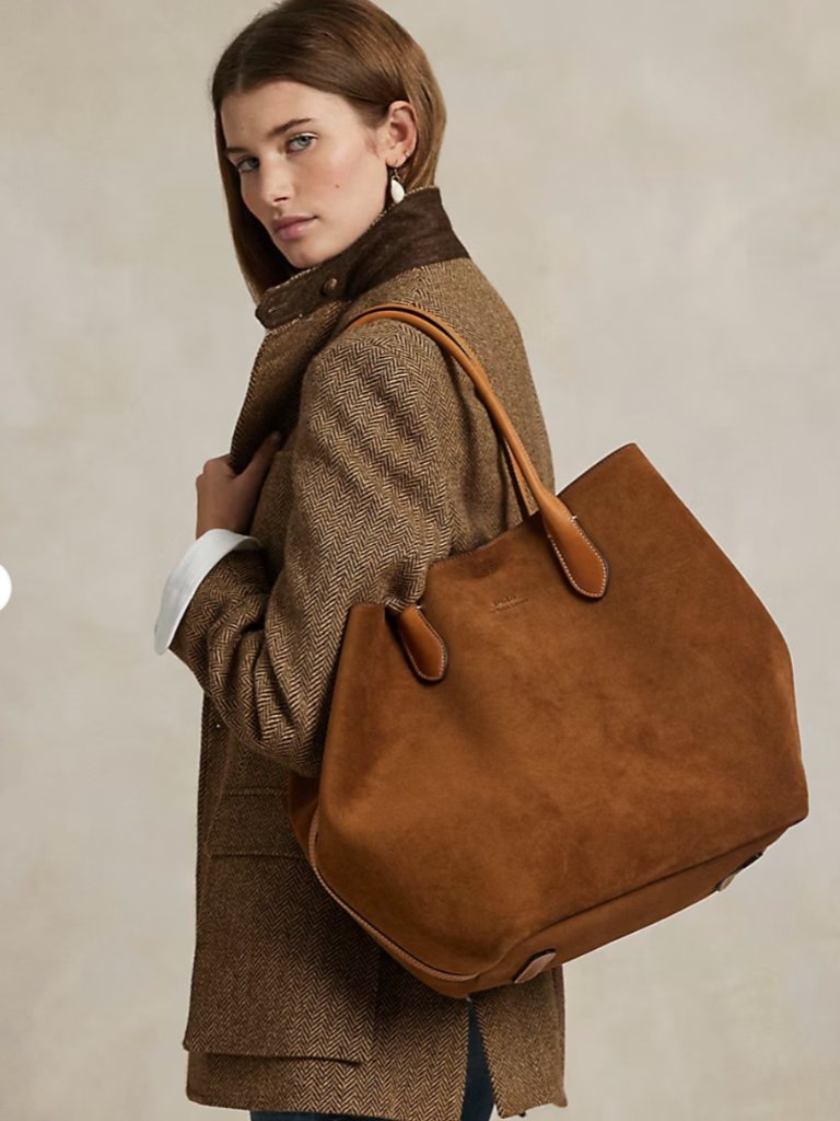 Polo Ralph Lauren Bellport Suede Large Brown Tote
